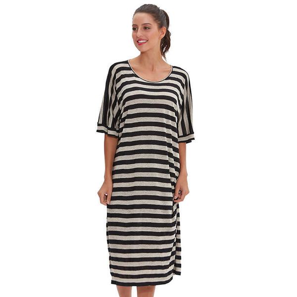 robe tricot lin coton rayure grande taille femme enceinte M30201 210526