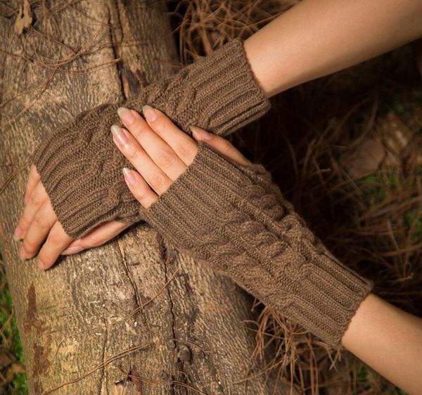 Guantes de punto sin dedos, manoplas de mezcla de algodón de invierno suaves y cálidas para niños grandes y adultos