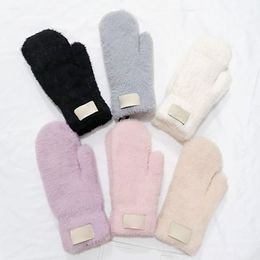 Gebreide handschoenen Designerhandschoenen Wanten Warme winterhandschoenen voor heren en dames Dames Imitatie Konijn Fluweel Herfst Winter Fleece Outdoor Wollen Handschoenen 6 Kleuren