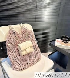 Sac en filet en tricot concepteur de plage pour femmes sac en cuir en cuir en cuir plaid argent matériel metal cc boucle de luxe sac à main