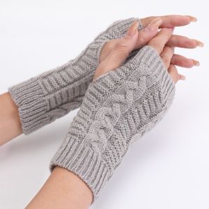 Gants tricotés tressés courts, bras en Crochet, couvertures de mitaines d'hiver sans doigts pour femmes, accessoires de mode