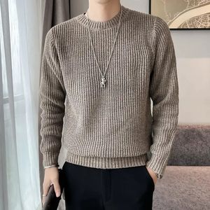 Chandails tricotés pour hommes pulls homme vêtements uni couleur unie blanc pas de sweat à capuche élégant printemps automne manches longues 100% Baggy S 240108