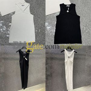 Débardeur tricoté robe sans manches Sexy concepteur Halter tricots robe avec cerceau lettre gilet serré femmes mode jupe serrée