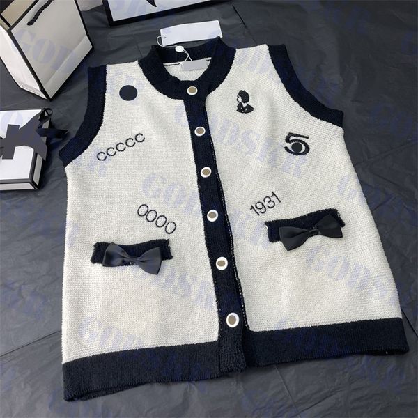 Tricoté débardeur gilet femmes hauts Logo brodé femmes gilets manteau classique blanc femmes veste vêtements