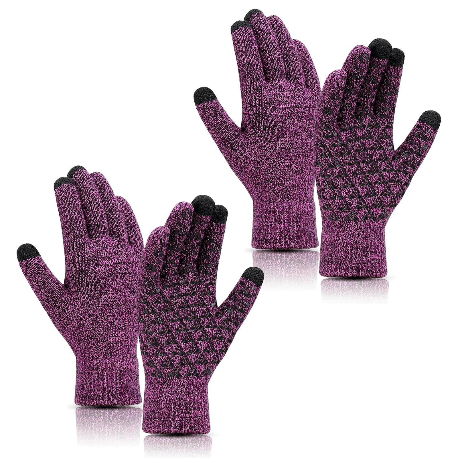 Gants à écran tactile en tricot pour l'automne hivernal anti-glissement pour rouler en cours d'exécution des hommes adultes Femmes Glants à l'épreuve du vent hivernal