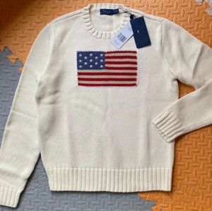 Jersey deportivo de punto con bandera americana, jersey de moda de alta gama para invierno, 100% hilo de algodón, novedad de 2024