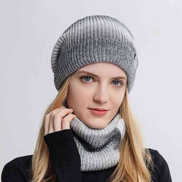 Tricoté Hiver Slouchy Bonnet Chapeau Surdimensionné Ski Cap Baggy Slouch Chapeaux 2 Pack Style Stretch À La Mode Côtelé Chunky Cap Y21111