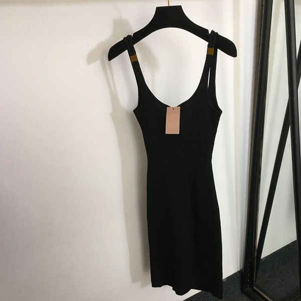 Robe débardeur tricotée pour femmes, Slim, Sexy, sans manches, lettres de luxe, robes élégantes de styliste