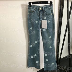 Jean évasé de luxe pour femmes, pantalon en Denim de styliste, bleu, taille haute décontractée, Style de rue