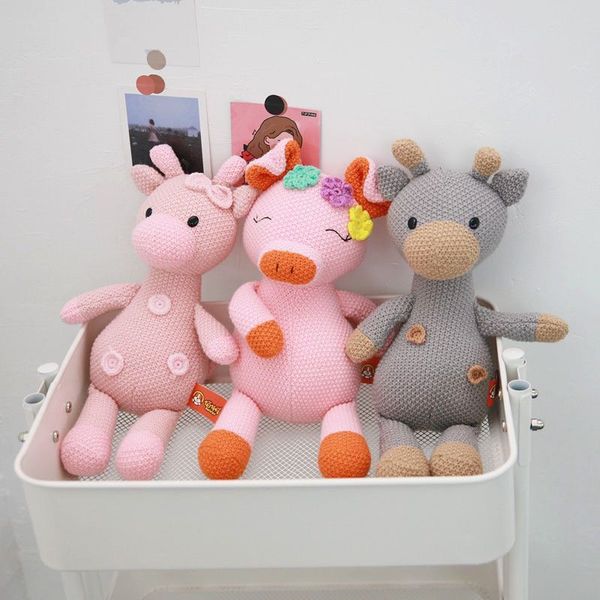 Animal de lana tejido siete muñecos cómodos, juguetes de peluche, almohada para dormir, decoración de la habitación de los niños