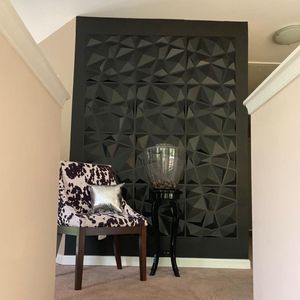 Tricoter 12 PCS Panneaux muraux décoratifs 3D en conception de diamant Matt Black Wallpaper Mural Tilepanelmold 3D Stickers Wall Stickers Bains Kitchen