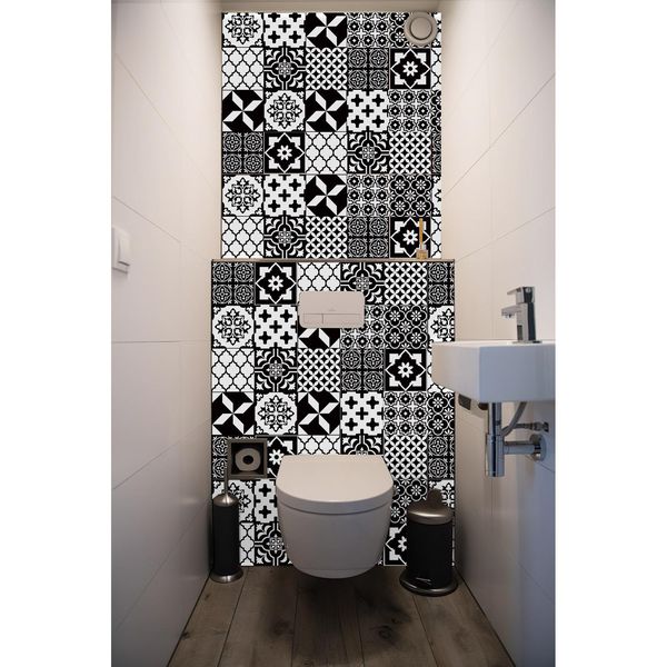 Tricoting 24 pièces rétro Mandala Wall autocollants cuisine auto-adadhésive étouffants étanches autocollants de salle de bain décoration de salle de bain marocain pvc décalage art mural