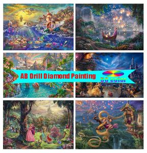 Tricoting 50 Color Fantasy Princess Landscape 5D Diy Ab Diamond Painting Mosaic Sirène Diamond Brodery Decor