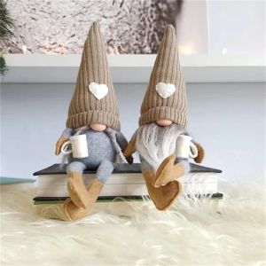 Tricot Gnomes Sans Visage Poupée Articles De Fête Suspendus Jambe Café Décorations Ornements Thanksgiving Coeur Cap Elf Barbe Jouet Cadeaux De Noël JY31