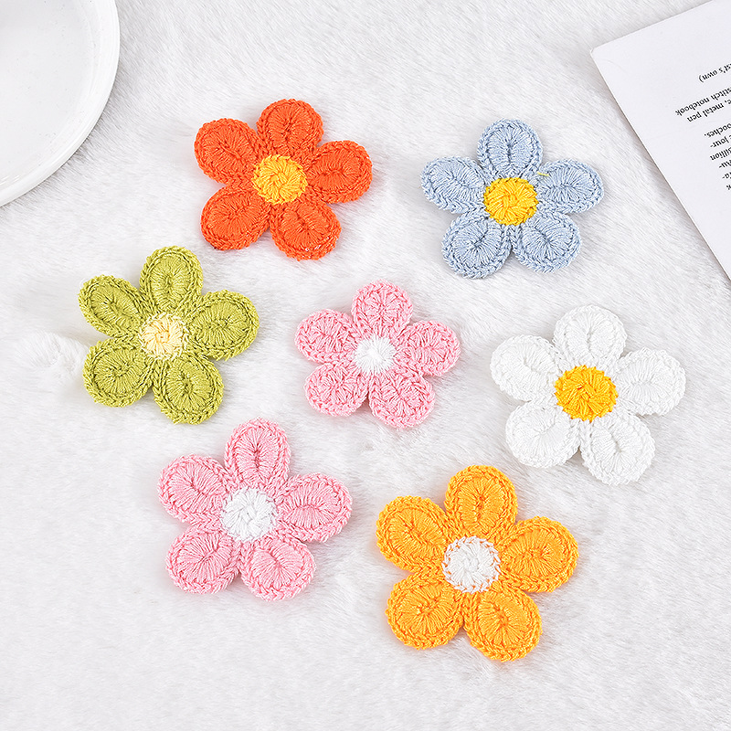 Brei Flower Borduurwerkpleisters naaien Noties Handhaak Candy Bloemen naaien patch applique diy kleding hoed hoofdbanden