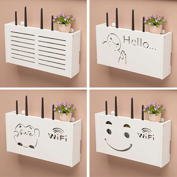 Tricoter New WiFi Router Router Boîte de rangement Pobite de salon Decoration WiFi Decoration Wallmounted TV Box Box Rack Cable Power Organizer