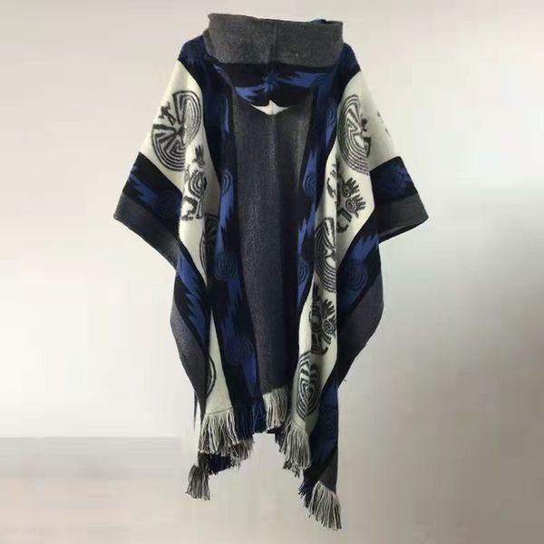 Tassel Tassel Cape Women Outwear Tops Juque con capucha con capucha Poncho Mangas sueltas para hombres Irregular capas de capas de sudadera