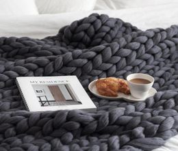 Couvertures à tricoter, couverture tricotée en fil, tricotée à la main, chaude et épaisse, bon marché, douce, épaisse et volumineuse, pour canapé 4559349