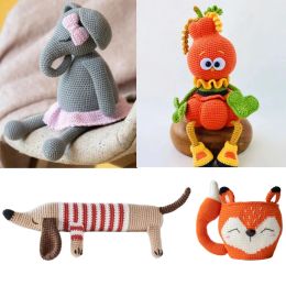 Kit de ganchillo de elefante sin terminar TPRPYN, kits de ganchillo DIY para perro Amigurumi, taza de zorro de calabaza, kits de regalo para tejer, juguete hecho a mano