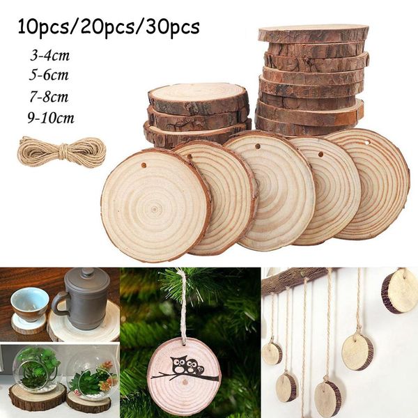 Disque en rondins en bois en tricot, cercle de bricolage Round Wood Disks Crafts for Wedding Christmas Party Painting Decor