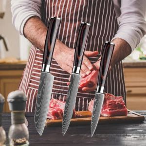 Couteaux 13 pièces ensemble de couteaux de cuisine en acier inoxydable couperet à viande couteau à trancher les légumes et les fruits couteau japonais Santoku outils de cuisine