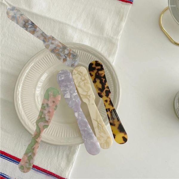 Cuchillos 1 unid original estilo Ins francés postre cuchara 11 cm mermelada mantequilla cuchillo vajilla plástico encantador lindo floral