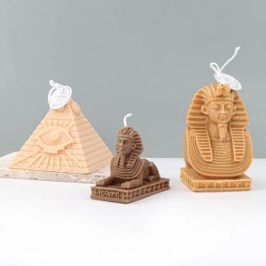 Messen 3D Farao Piramide Kaars Siliconen Mal Handgemaakte Geurende Gips Levert Hars Zeep Kaars Schimmel Patroon voor Kaarsen Home Decor