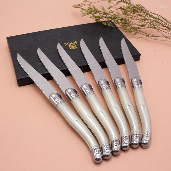 Couteaux steak en acier inoxydable de couteaux ensemble 6 pcs an