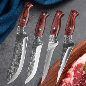 Couteaux de cuisine en acier inoxydable 7Cr17Mov, forgeage à la main, couteau à désosser, couperet à viande de boucher, couteau à trancher les légumes, outil de barbecue