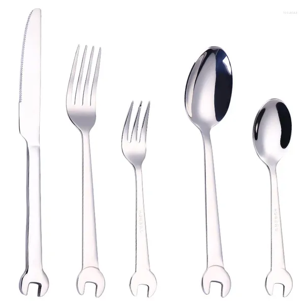 Cuchillos con forma de llave creativa, vajilla de acero inoxidable, cubiertos, tenedor, cuchara para cena, té y café, accesorios de cocina lavables