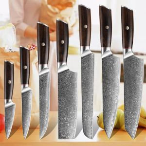 Couteaux de cuisine en acier damas, couteau de Chef à trancher, couperet à viande de boucher, couteaux tranchants pour hacher les fruits, le poisson et les légumes, BBQ