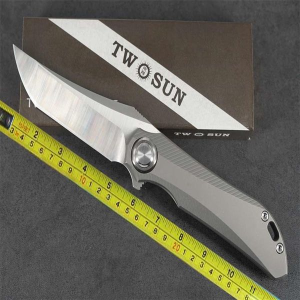 Couteaux pliants Fast Titanium Sabertooth M390 TS196 Open TwoSun Knife Flipper New Wrtpi245r