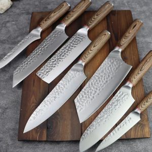 Cuchillos forjados Juego de cuchillos de cocina, 17 Uds., cuchillos de Chef, cuchillo Nakiri Santoku para deshuesar de acero inoxidable, cuchillo para cortar carne, pescado y fruta