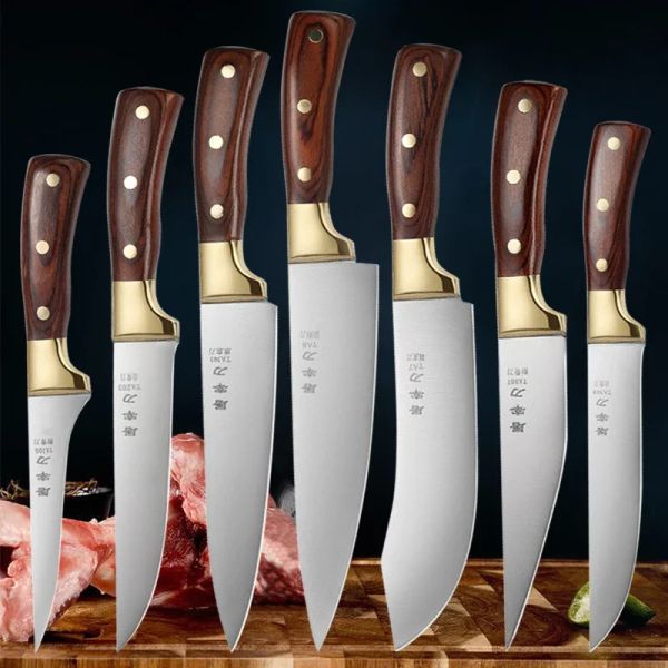 Cuchillos forjados a mano, cuchillo para filete de Chef de carnicero, cuchillo para cortar carne, cuchillos de cocina para deshuesar de acero inoxidable para herramienta de barbacoa al aire libre