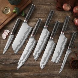 Knives Knives de cocina de acero inoxidable de alta carbono CHISE CHEF CHEF CESO CORTELE SANTOKU Cuchillo de rebanado de vegetales BBQ