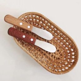 Couteaux Ins Couteau à beurre japonais en détresse avec manche en bois Pain dentelé Confiture Toast Spreader Spreader