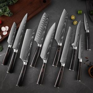 Ensemble de couteaux de Chef japonais, Santoku forgé, couteau à saumon, Kit de cuisine, couperet Nakiri pour filet de poisson, couteaux à Sushi, 110 pièces