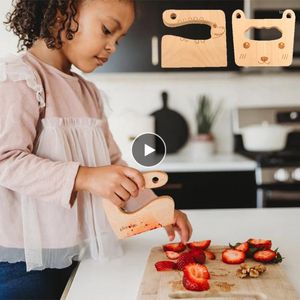 Cuchillos para niños, cuchillo seguro de madera para niños pequeños, cortador de verduras y frutas, juguete de corte de cocina, herramientas de cocina Diy para niños