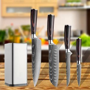 Couteaux couteaux de cuisine ensemble de cuisine japonaise couteaux couteau chef couteau pointu acier inoxydable en carbone aigu pour le support de couteau de cuisine professionnelle