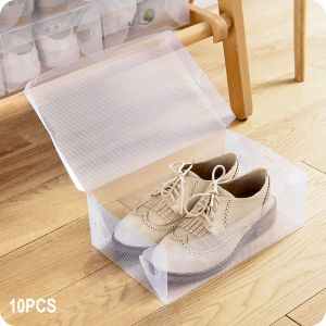 Messen Nieuwe 10 -stcs schoenen doos transparante lade behuizing plastic schoenendozen stapelbare doos schoen organisator schoenendoos opslagschoen rek