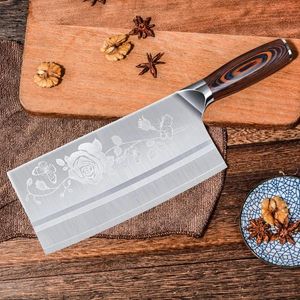 Couteaux en acier inoxydable motif de fleur couperet à viande 8 pouces chef couteau chinois boucher hachoir coupe-légumes couteau de cuisine meilleure qualité