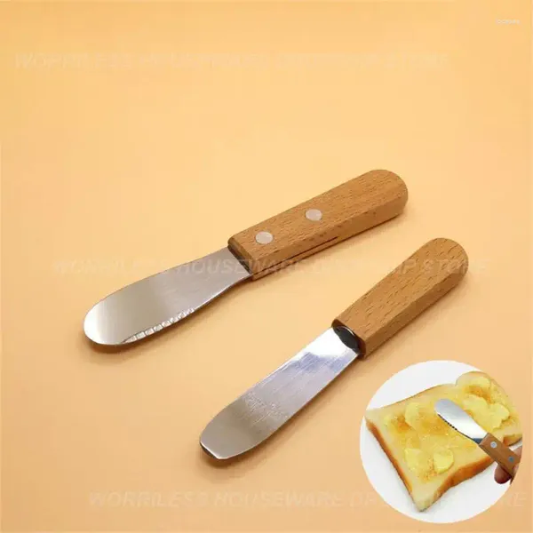 Couteaux Couteau de table en acier inoxydable avec handle de rondins Fromage Miroir Miroir de cuisine de beurre déchiqueté
