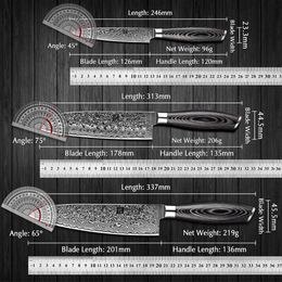 Messen xinzuo 1 stcs/5 stks keukenmessen ingesteld 67 layer vg10 damascus stalen chef cleaver santoku hulpprogramma paring mes pakkawood handgreep