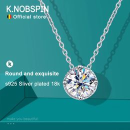 Knobspin 1CT D VVS1 Collar colendiente de corte redondo para mujeres Joyas de regalo de cumpleaños de fiesta S925 Sliver collar de 18 km 240407