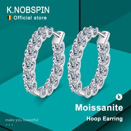 KNOBSPIN 26ct D couleur boucle d'oreille 925 argent Sterling plaqué or blanc cerceau pour les femmes bijoux de fête de mariage 240228