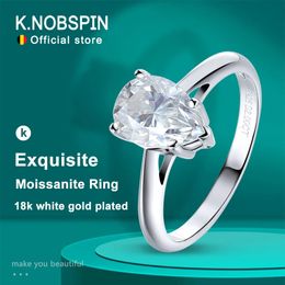 KNOBSPIN 710mm 2ct Pear Cut Solitaire Ringen voor Vrouwen D VVS1 Lab Diamant Fijne Sieraden Solid 925 Zilveren Trouwring 240402