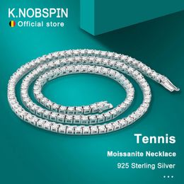 KNOBSPIN – collier de Tennis en argent Sterling 925 pour femmes, vrais diamants de 4mm avec certificat GRA, chaîne de cou, bijoux fins, 240113