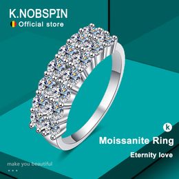 KNOBSPIN D Kleur Moissanite Ring s925 Sterling Sliver Plated met Wit Gouden Ringen voor Vrouwen Bruiloft Engagement Eternity Band