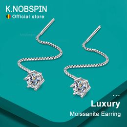 KNOBSPIN D VVS Pendiente de diamante con pendiente de plata de ley GRA s925, pendientes de lujo chapados en oro blanco de 18k para mujer 240112