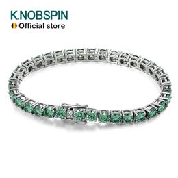 Knobspin d vvs Bracelets de tennis vert original pour femmes hommes de laboratoire diamant avec gra bijoux de mariage 925 Sliver Bracelet 240423